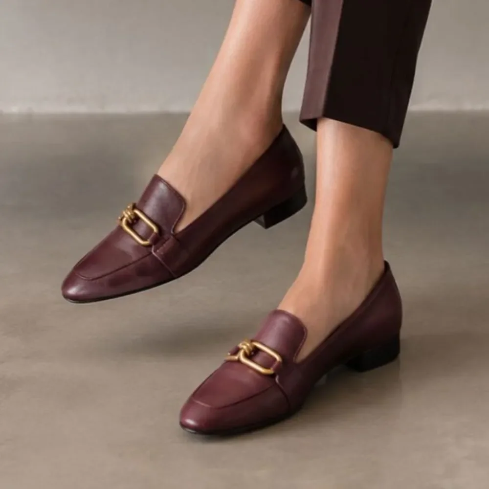 Michael Kors Collection Maroon Horsebit Flat Loafer Shoes  Women's Size 37.5
